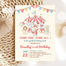 Schattigee circusdieren Carnaval verjaardagsuitnod