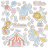 Schattigee Circustent, dieren en ballonnen Sticker (Voorkant)