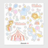 Schattigee Circustent, dieren en ballonnen Sticker (Vel)