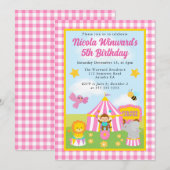 Schattigee Circustent en Dieren Verjaardag Kids Kaart (Voorkant / Achterkant)