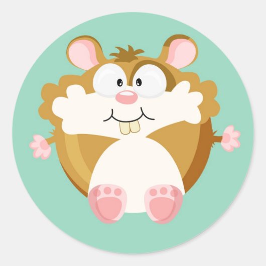 Schattigee cirkelhamster ronde sticker (Voorkant)