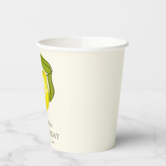 Schattigee citroen 1e verjaardag geel papieren bekers (Links)