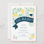 Schattigee citroen botanische roze Baby shower Kaart (Voorkant)