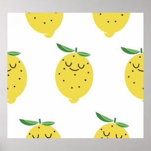 Schattigee citroen Cartoon: Naadloze  Poster