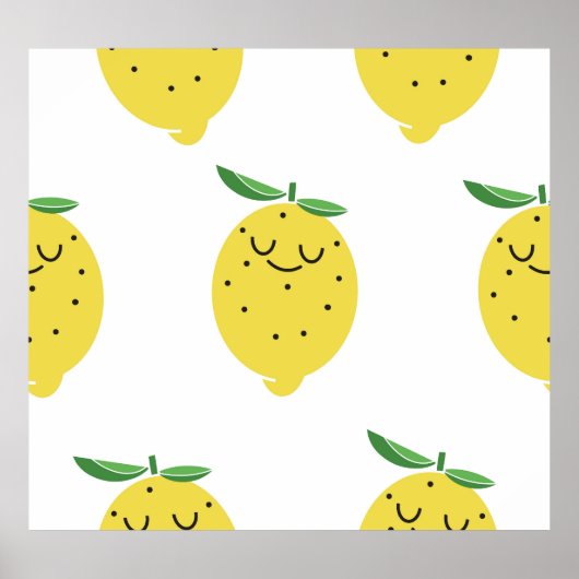 Schattigee citroen Cartoon: Naadloze Poster (Voorkant)
