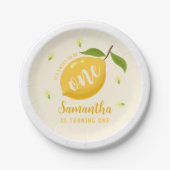 Schattigee citroen citrus 1e verjaardag papieren bordje (Voorkant)