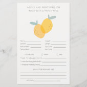 Schattigee citroen Citrus Baby shower adviesvoorsp (Voorkant)