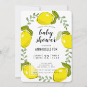Schattigee citroen Citrus Wit Baby shower Invitati Kaart (Voorkant)