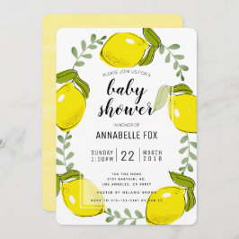 Schattigee citroen Citrus Wit Baby shower Invitati Kaart