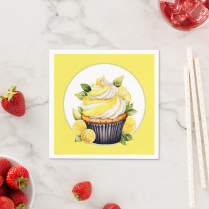 Schattigee citroen cupcake party servet