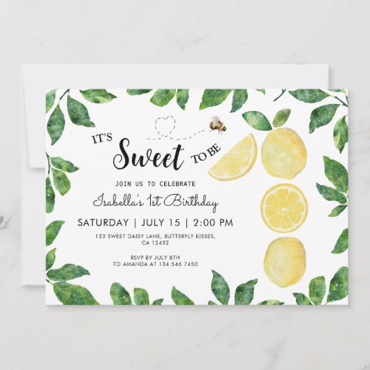 Schattigee citroen en hommel 1e verjaardag kaart (Voorkant)