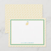 Schattigee citroen geel en groen notitiekaartje (Voorkant / Achterkant)