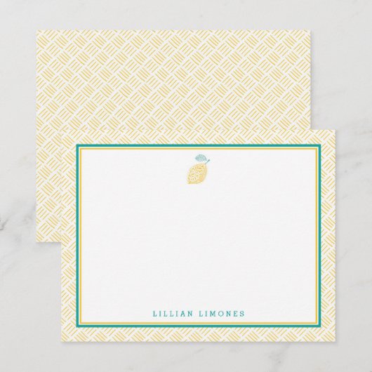 Schattigee citroen geel en groen notitiekaartje (Voorkant / Achterkant)