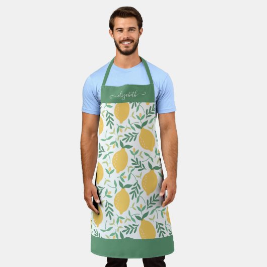 Schattigee citroen laat groen geel meisjesscript n schort (Gedragen)