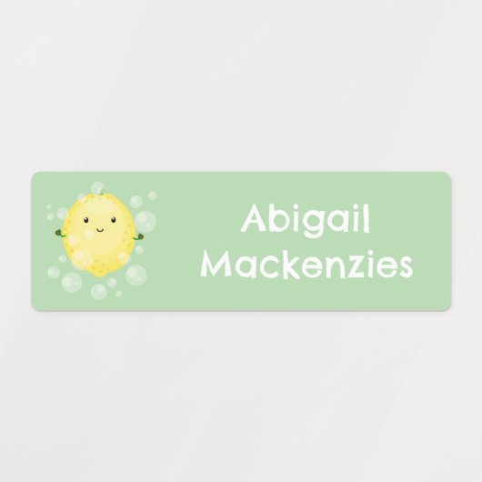 Schattigee citroenfruit cartoon bubbels gepersonal labels (Design 2)