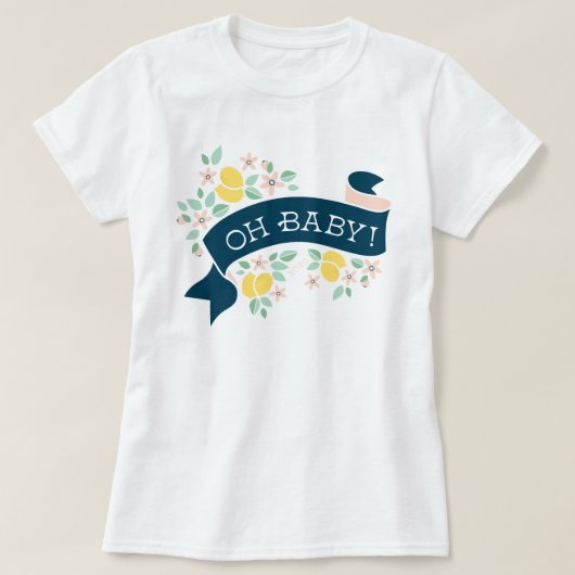 Schattigee citroengeel botanische oh Baby shower T-shirt (Design voorkant)