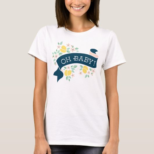 Schattigee citroengeel botanische oh Baby shower T-shirt (Voorkant)