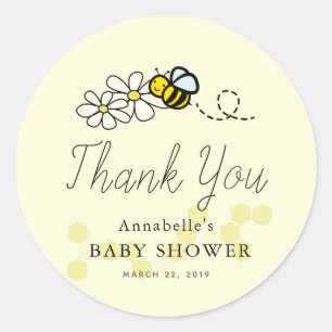Schattigee citroengeel Bumble / Honey Bee Baby sho Ronde Sticker