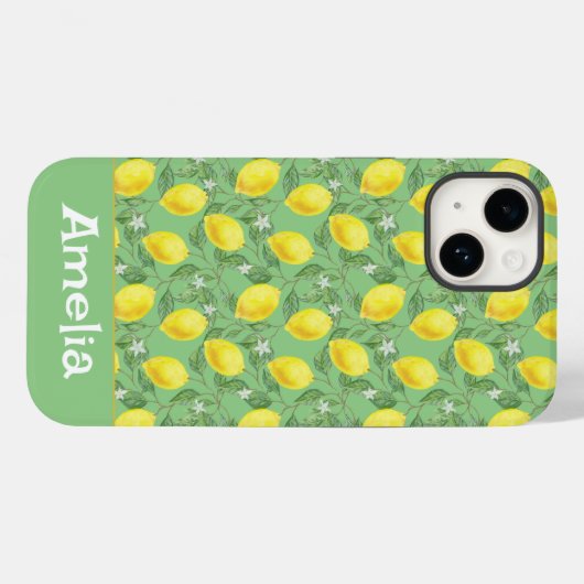 Schattigee citroengele groene patroonnaam Case-Mate iPhone case (Achterkant (horizontaal))