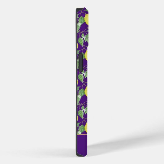 Schattigee citroengele paarse patroonnaam Case-Mate iPhone case (Achterkant / Rechts)