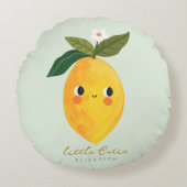 Schattigee Citrus citroen bloemen groen Rond Kussen (Voorkant)