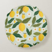 Schattigee Citrus citroen bloemen groen Rond Kussen (Achterkant)