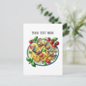 Schattigee Clam Pasta Diner Tekst toevoegen Briefkaart (Staand voorkant)
