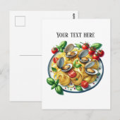 Schattigee Clam Pasta Diner Tekst toevoegen Briefkaart (Voorkant / Achterkant)