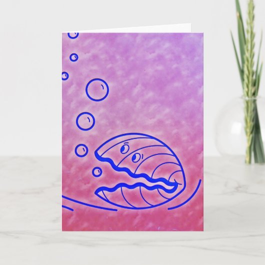 Schattigee Clam Shell Onder het Zee Blauw Paarse Kaart (Voorkant)