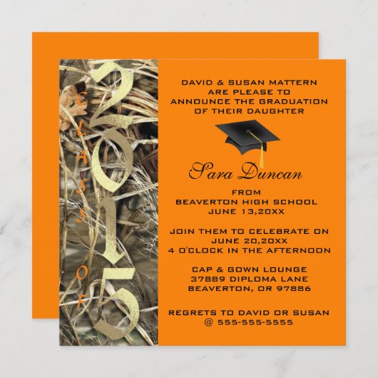 Schattigee Classic Camo Elegant 2015 Afstuderen In Kaart (Voorkant / Achterkant)