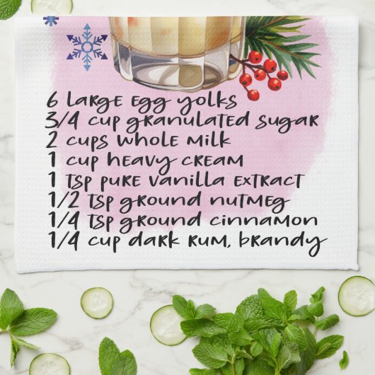 Schattigee Classic Eggnog Kerst Drink Recept Theedoek (Gevouwen)