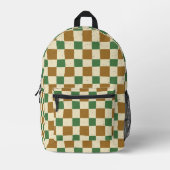 Schattigee classic Gedroogd gras gingham Olijfgroe Bedrukte Rugzak (Voorkant)