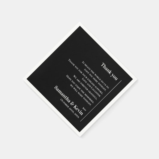 Schattigee Classic Zwart Wit Bruiloft Dank u Beric Servet (Hoek)