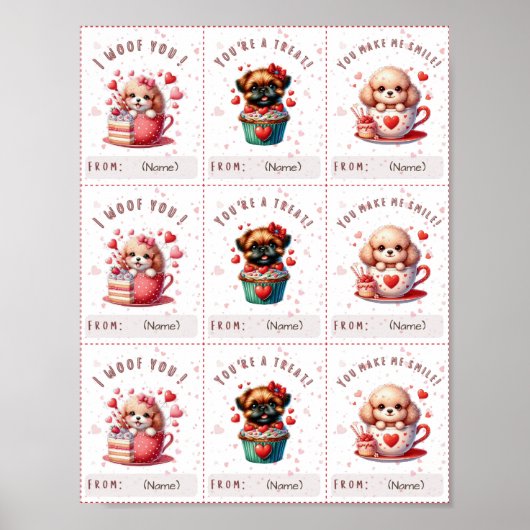 Schattigee Classroom Valentijn Kaart Printable voo Poster (Voorkant)