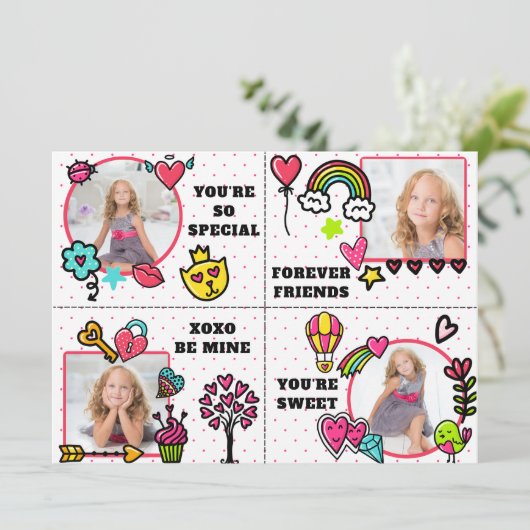 Schattigee Classroom Valentijnsdag Custom Photo Ca Feestdagenkaart (Staand voorkant)