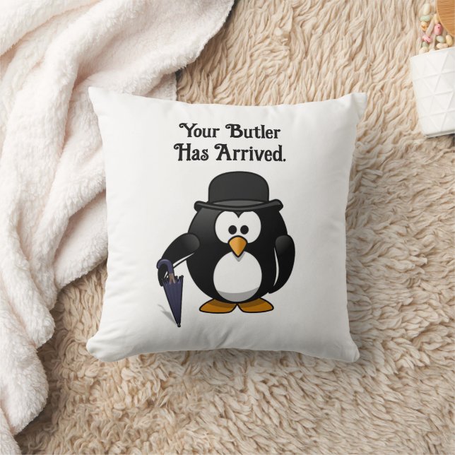Schattigee Classy Butler Penguin Cartoon met parap Kussen (Deken)