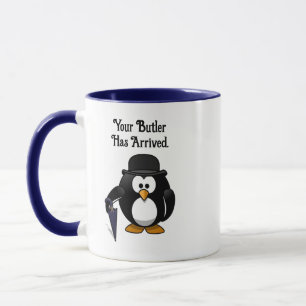 Schattigee Classy Butler Penguin Cartoon met parap Mok