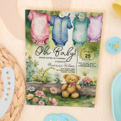 Schattigee Clothesline Bodysuits Waterverf Baby sh Kaart