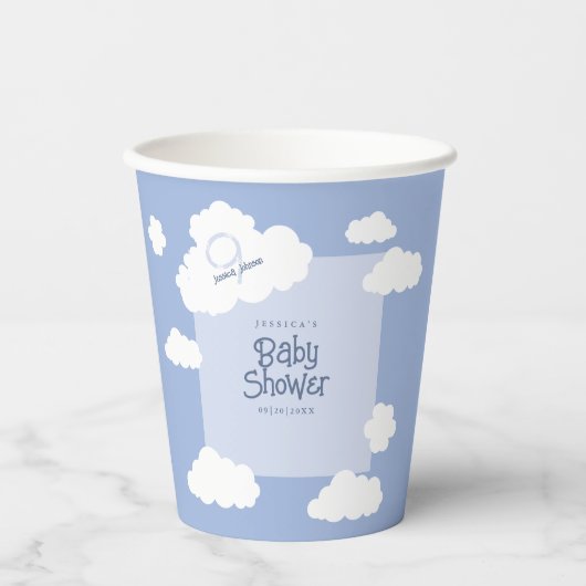Schattigee Cloud 9 Negen Baby shower Whimsical Par Papieren Bekers (Voorkant)