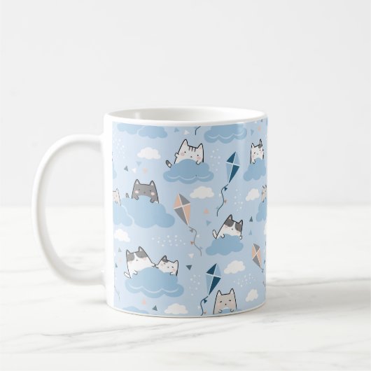 Schattigee Cloud Cat Mok - Schattige katten en vli (Links)
