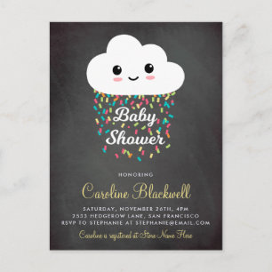 Schattigee cloud en Confetti schoolbord-Baby sho Uitnodiging Briefkaart