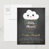Schattigee cloud en Confetti | schoolbord-Baby sho Uitnodiging Briefkaart (Voorkant / Achterkant)