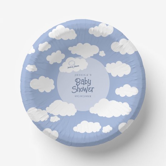 Schattigee cloud negen 9 Baby shower grillige part Papieren Kommen (Voorkant)