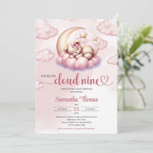 Schattigee Cloud Nine teddybeer slapen over de maa Kaart (Staand voorkant)