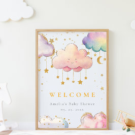 Schattigee Cloud Star Baby shower Welkom Poster