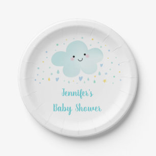 Schattigee Cloud Stars Blue Baby Sprinkle Papieren Bordje