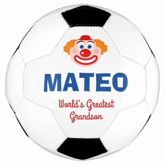 Schattigee clown gezicht gepersonaliseerd voetbal (Voorkant)