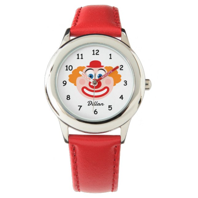 Schattigee clown gezicht kind horloge met aangepas (Voorkant)