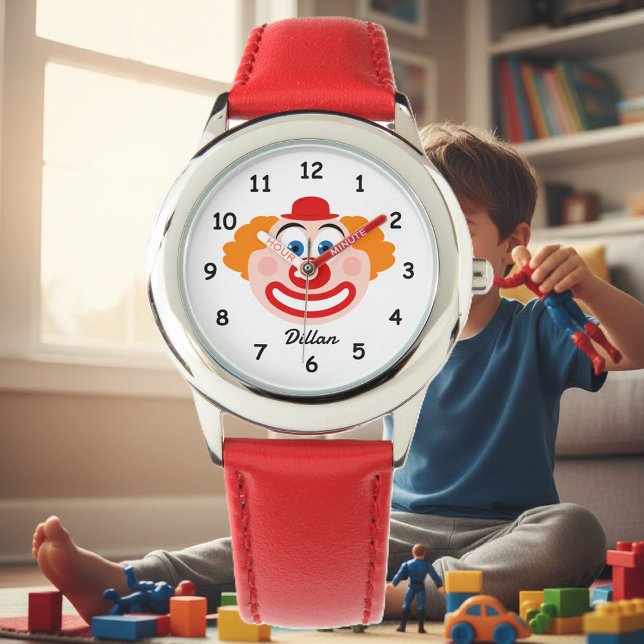 Schattigee clown gezicht kind horloge met aangepas (clown watch for kids)