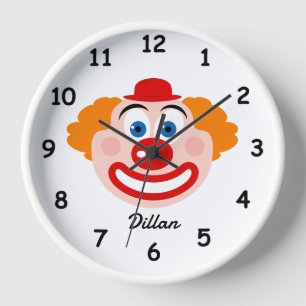 Schattigee clown gezicht wandklok voor kind kamer
